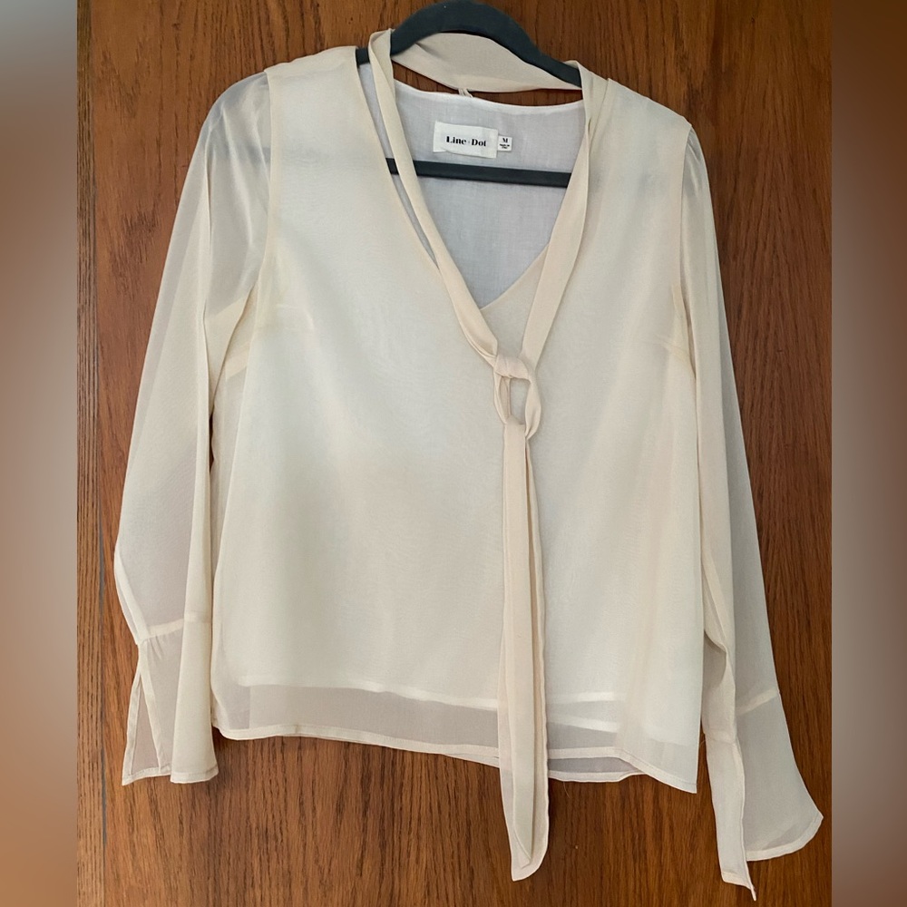 Line & Dot Cream Sheer Blouse
